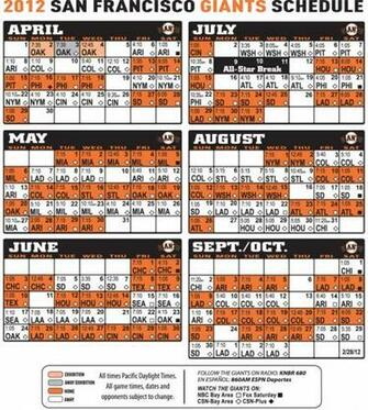 San Francisco Giants Schedule Jpg
