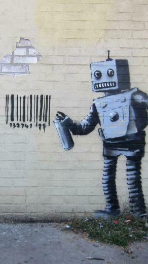 Banksy Robot iPhone 3wallpaper Parallax Les Wallpaper Du