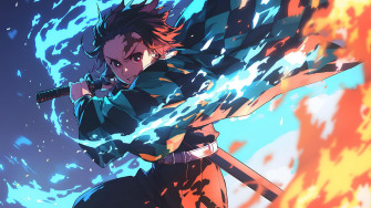 Tanjiro Flame Desktop Wallpaper Demon Slayer 4k