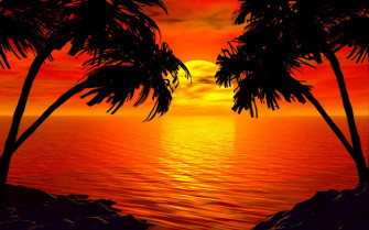 Tropical Island Sunset Wallpaper