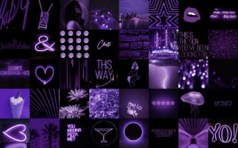 Dark Purple Neon Wall Collage Kit Wallpaper