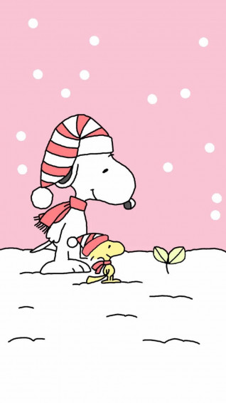 Snoopy Christmas Pink Aesthetic iPhone Wallpaper