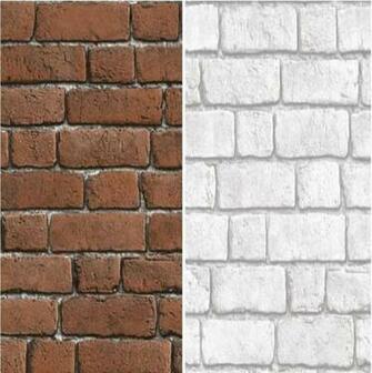 Muriva Bluff Brick Wall Effect Red White Embossed Vinyl 10m Wallpaper
