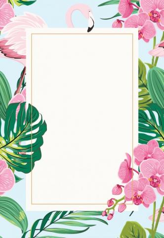 Orchids Flamingo BirtHDay Invitation Template