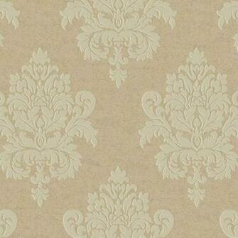 Beige And Silver Etched Damask Wallpaper Wall Sticker Outlet