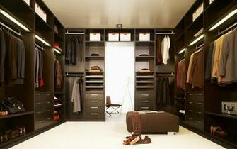 Interior Design Elegant Dark Brown Wardrobe Closet With Two Row