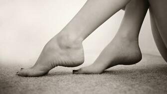 And White Feet Barefoot Arched Nail Polish Wallpaper Background