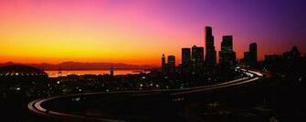 Dual Monitor Background Screen Wallpaper Dusk City
