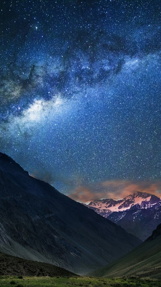 Mountain Landscape Night Sky Stars Milky Way Scenery