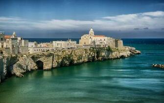 Image Italy Vieste Puglia Sea Crag Cities Houses