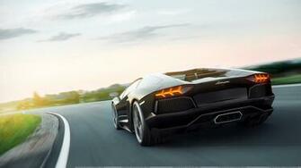 Black Lamborghini Aventador Back Look Wallpaper