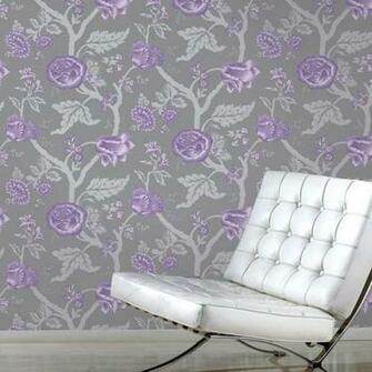 Poignant Purple And Gray Floral Wallpaper Available At