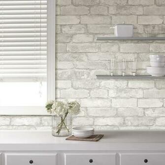 Grey And White Brick Peel Stick Wallpaper Res Wayfair