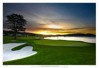 Pebble Beach Golf Links 18th Hole At Sunrise Zoom Photo