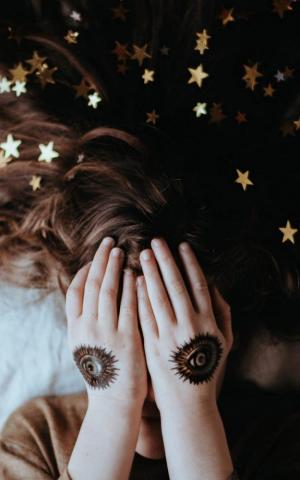 Girl Hand Hair Art Stars 4k Ultra HD Mobile Wallpaper