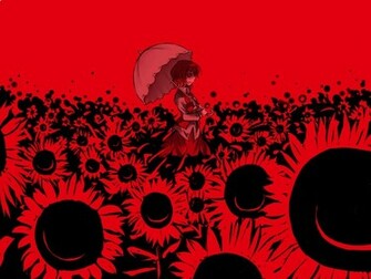 Red Sunflowers Anime Wallpaper Image Featuring General