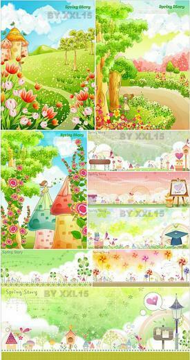 Cute Spring Background Vectors