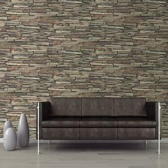 Slate Wall Pattern Faux Effect Rustic Stone Motif Vinyl Wallpaper