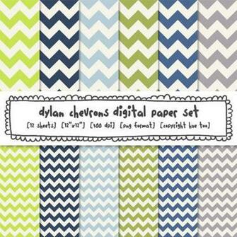 Chevron Digital Background Boys Paper Navy Blue Lime Green