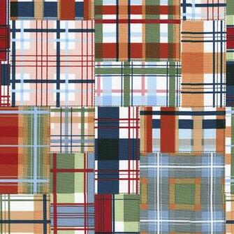 Patchwork Plaid Fabric By The Yard Navy Carousel Designs
