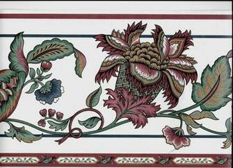 Victorian Jacobean Floral On Off White Wallpaper Border