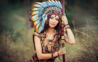 Wallpaper Girl Feathers Bow Bokeh Indian Roach Catherine