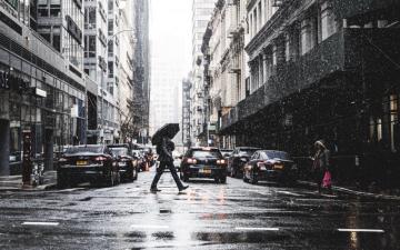 Wallpaper New York Morning Manhattan Winter Rain