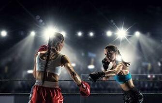Wallpaper Light Girls Two Boxing Gloves Braids Briefs The