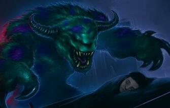 Wallpaper Night Bed Sleep Boy Art Sleeping Monster Monsters