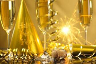New Year Champagne Happy Streamers Celebration