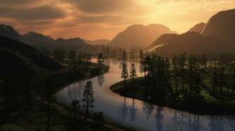 Background Image Landscapes Cool Cgi Colourful