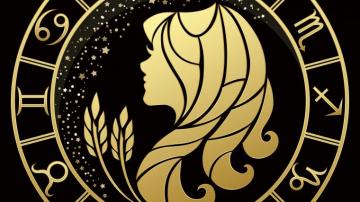 Golden Virgo Zodiac Sign On A Black Background Desktop Wallpaper