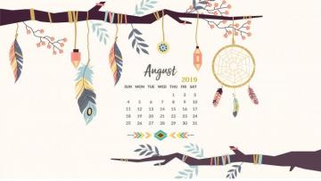 August HD Calendar Wallpaper Animasi Dekorasi