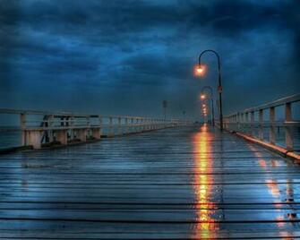 Rainy Deck Beautiful Places Wallpaper