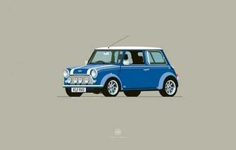 Wallpaper Auto Mini Cooper Minimalism Figure Blue Machine