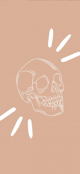White Skull Beige Aesthetic Phone Wallpaper