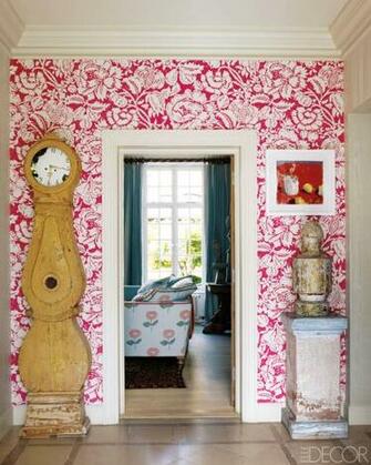 Entry Halls Elle Decor Magazine Stunning Red Wallpaper