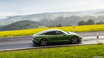 Porsche Taycan Turbo S Color Mamba Green Metallic Side