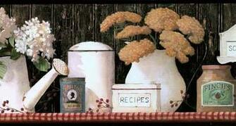 Red Check And Country Tins Wallpaper Border