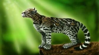 Ocelot Cat On A Green Background Wallpaper And