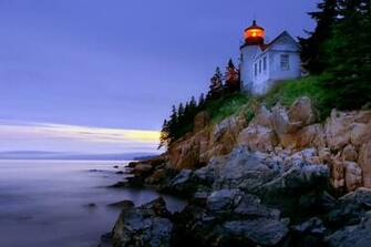 Wallpaper Lighthouse Sky Sea Rock HD Desktop