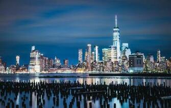 Wallpaper Building Bay Night City Skyscrapers Piles State Of