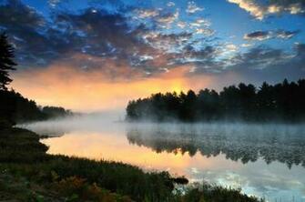 Spring Sunset River Desktop Wallpaper