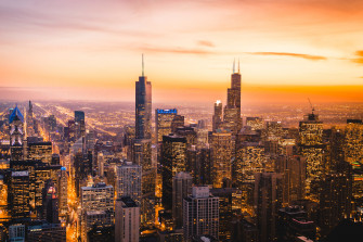 Chicago Skyline Sunset Wallpaper