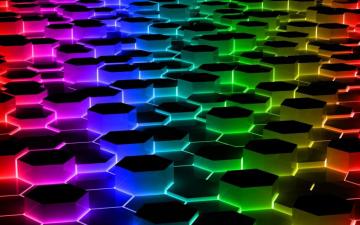 Red Blue And Green Led Light Abstract Hexagon Shapes