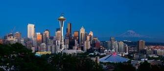 Downtown Seattle Mt Rainier Wall Art Contemporary Wallpaper