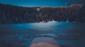 Wallpaper 4k Winter Forest Landscape Mountains Snow Trees