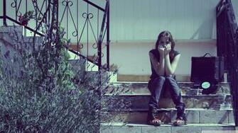 Girl Sitting On The Stairs Ultra HD Desktop Background Wallpaper