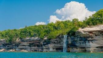 Alger County Michigan Landscape Lake Waterfall Wallpaper Background