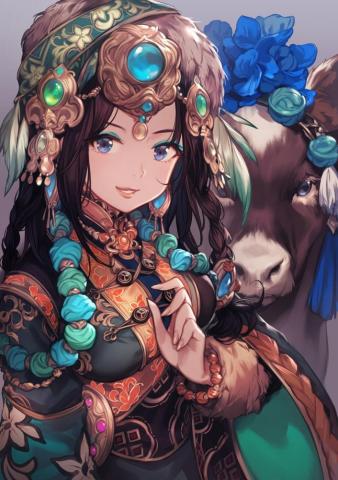 Wallpaper Brown Hair Anime Girl Pretty Smiling Traditional